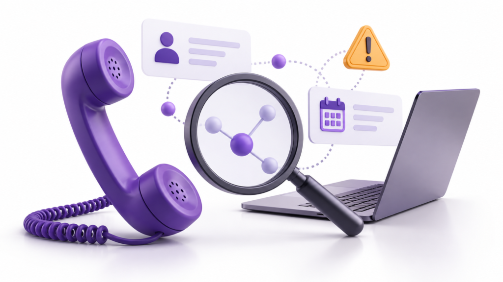 Illustration of Google Ads conversion tracking mistakes with event cards, a warning symbol and an enquiry checkmark.